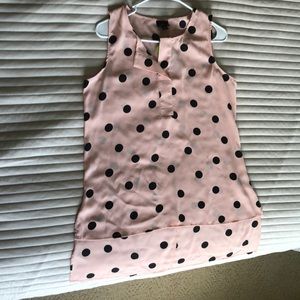 Pink and white polka dot top